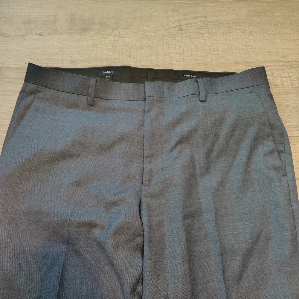 J.Crew Thompson Mens Blue Gray 100% Wool Suit Pants Dress Trousers W35 L32